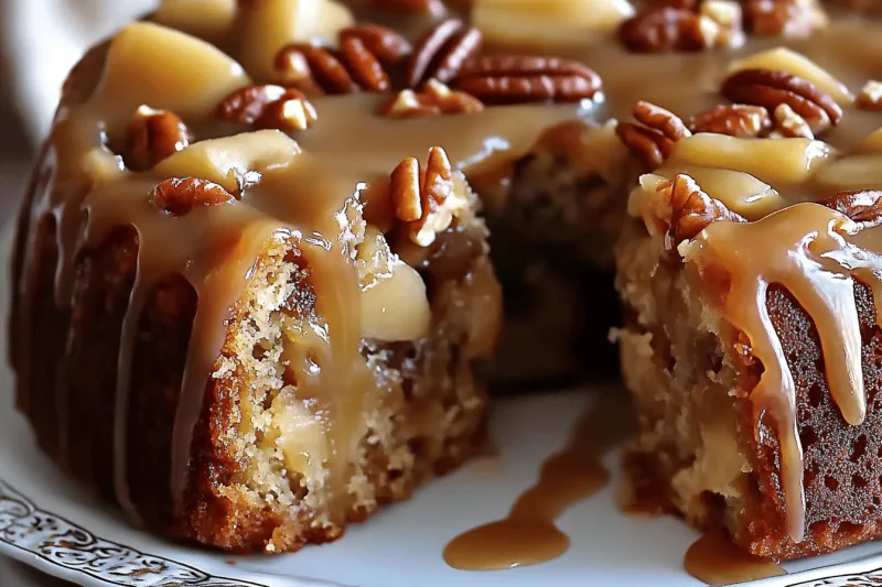 Apfel-Pekan-Kuchen Mit Karamellglasur