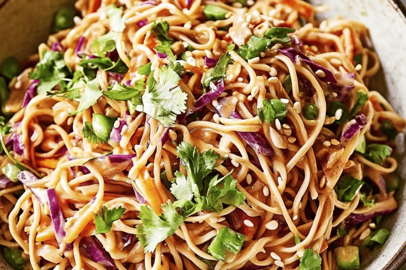 Asiatischer Nudelsalat Mit Erdnussdressing