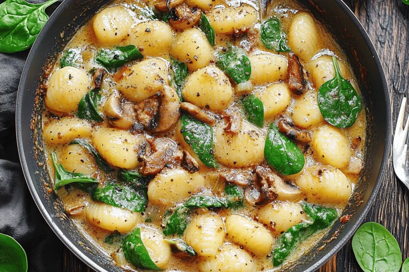 Cremige Spinat Und Pilze Gnocchi
