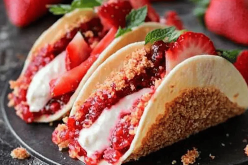 Erdbeer Crunch Cheesecake Tacos