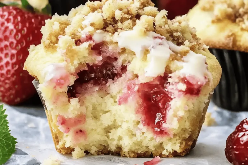 Erdbeer-Frischkäse-Muffins Mit Streusel-Topping