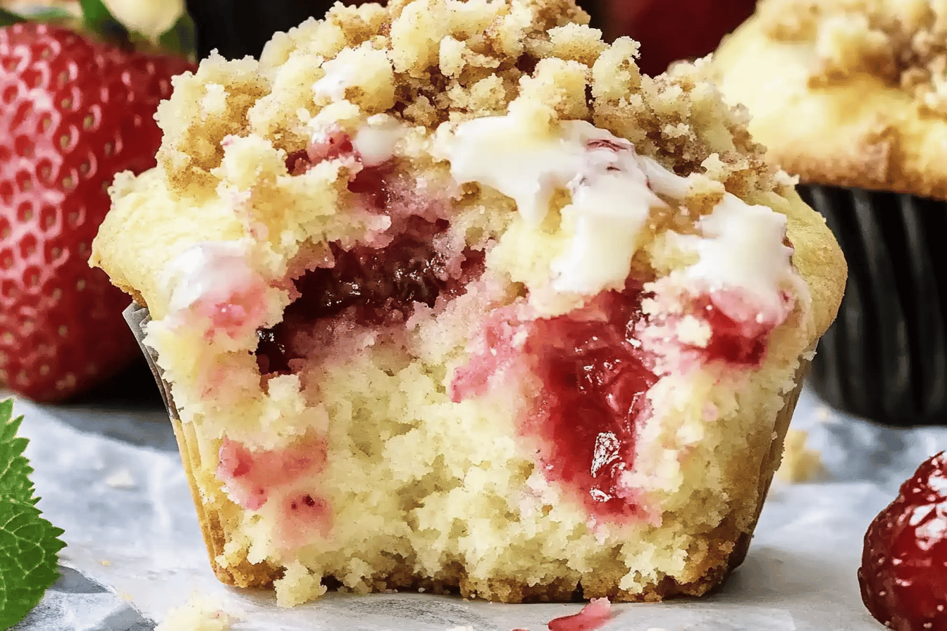 Erdbeer-Frischkäse-Muffins Mit Streusel-Topping