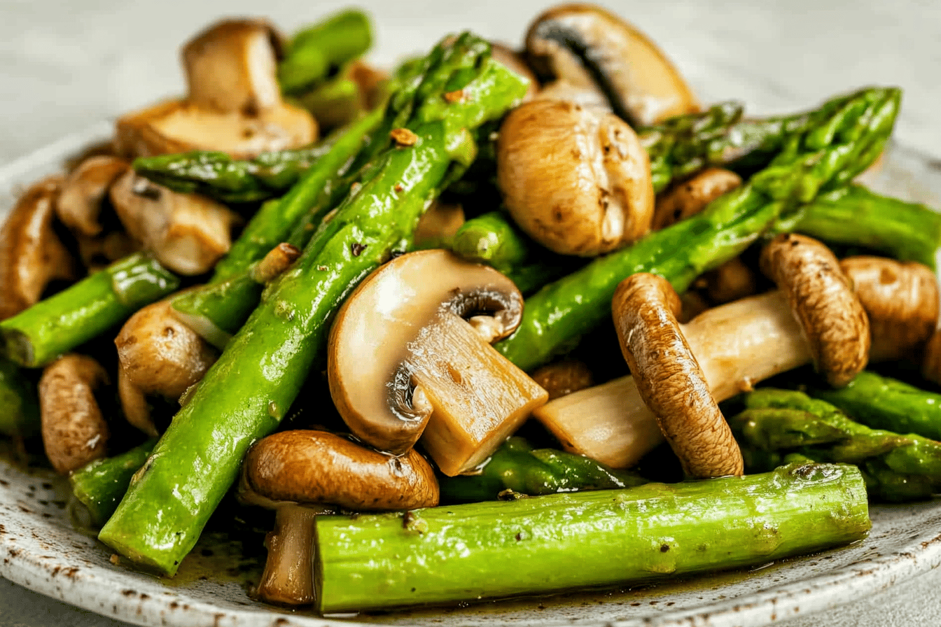 Gebratene Spargel Und Champignons