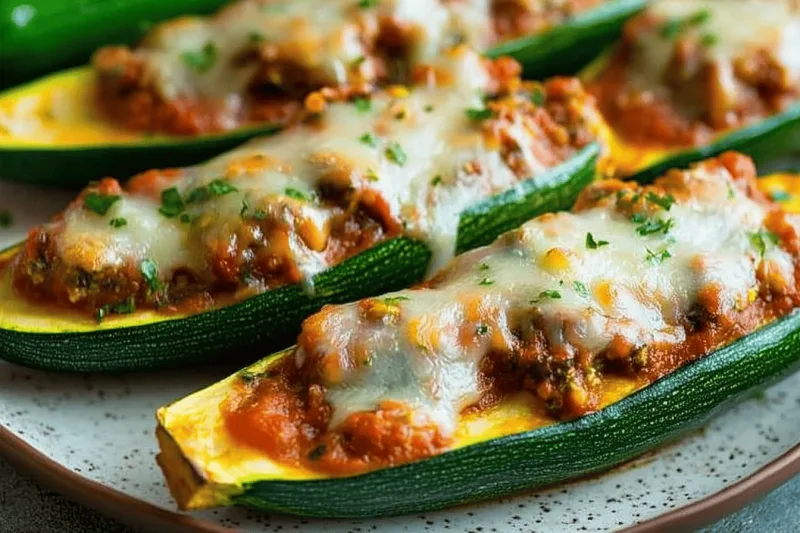 Gefüllte Zucchini-Boote