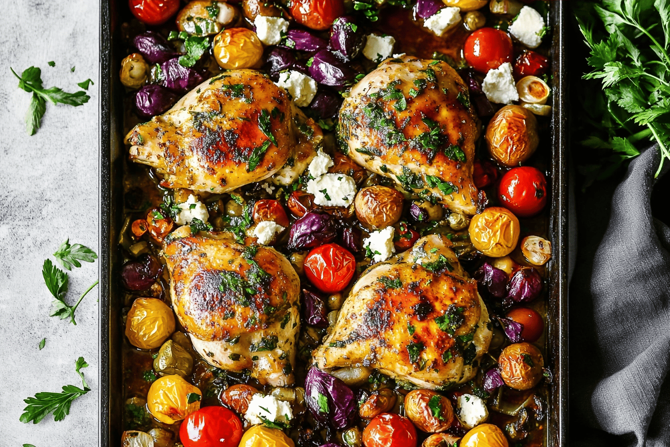 Griechisches Blechpfannen-Hühnchen