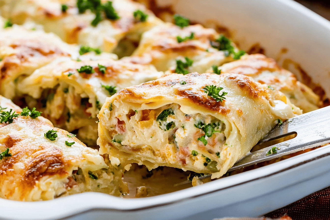 Hühnchen Und Brokkoli Alfredo Roll-Ups