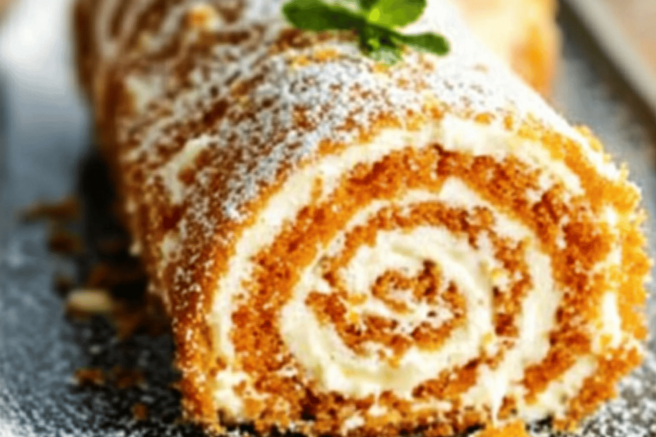 Karottenkuchen Rolle Mit Frischkäsefüllung