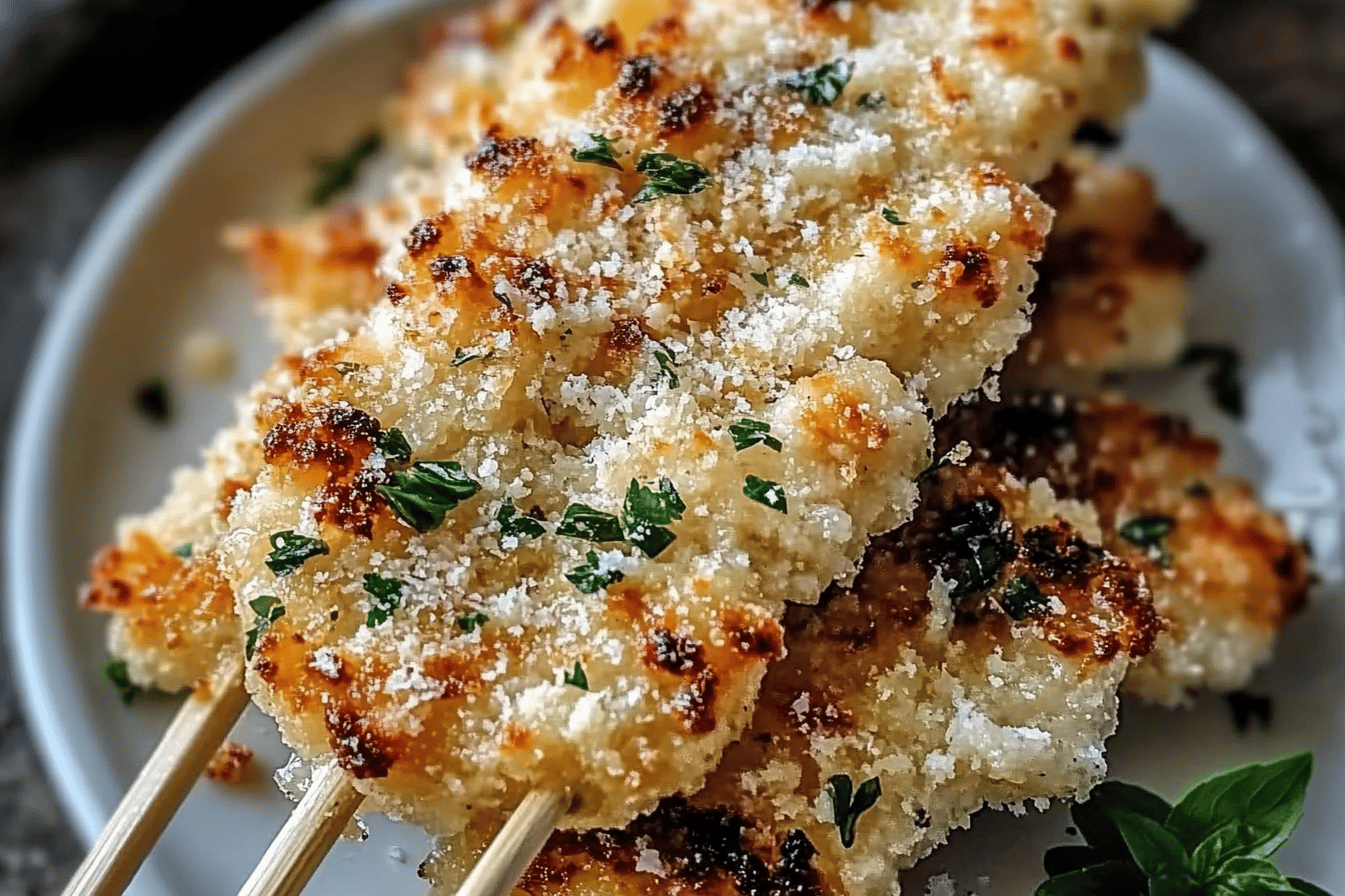 Knoblauch Parmesan Hähnchen Spieße