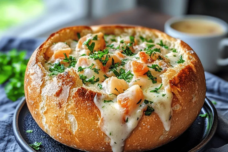 Meeresfrüchte Chowder Im Brötchen