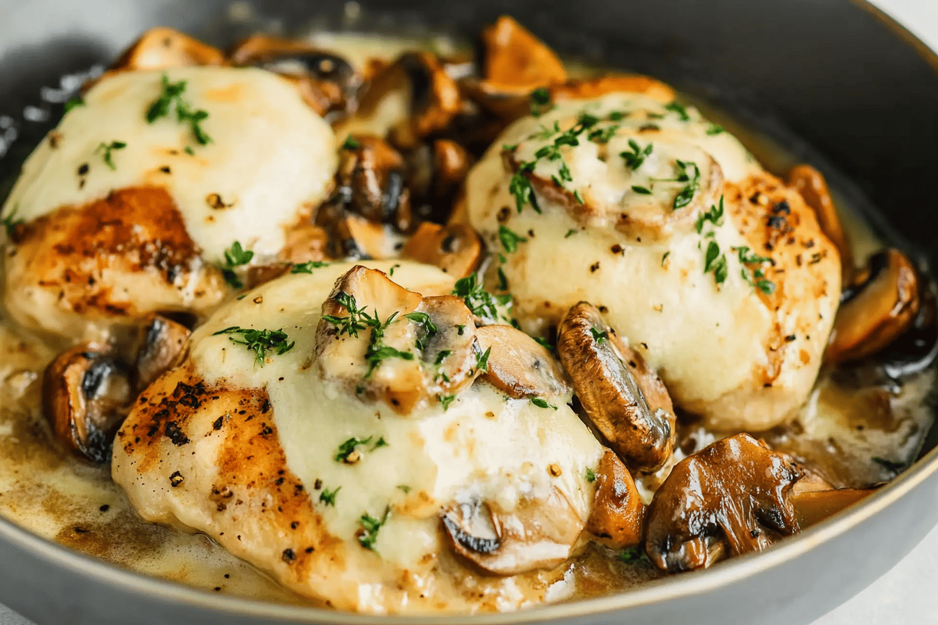 Pfannengericht Mit Hähnchen Und Champignons