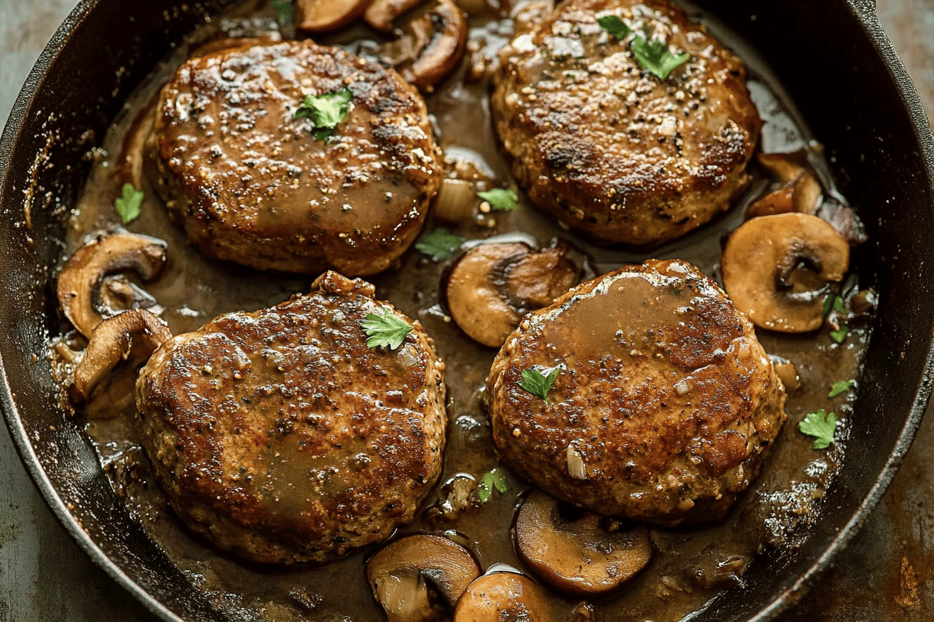 Salisbury Steak Mit Pilz-Zwiebel-Soße
