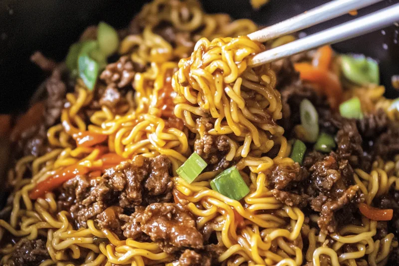 Slow Cooker Beef Ramen Noodles
