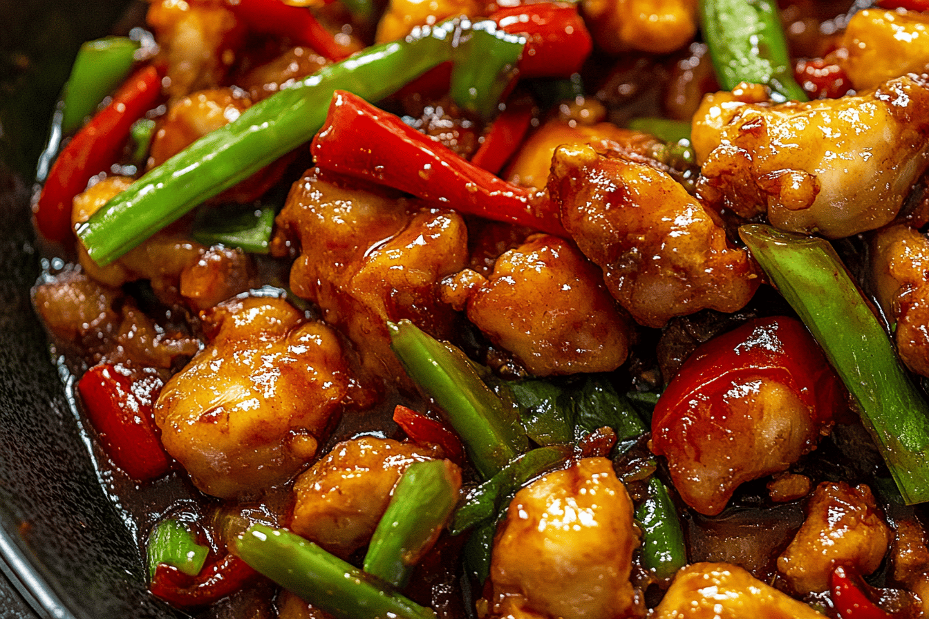 Thailändisches Hühnchenpfanne Mit Grünen Bohnen