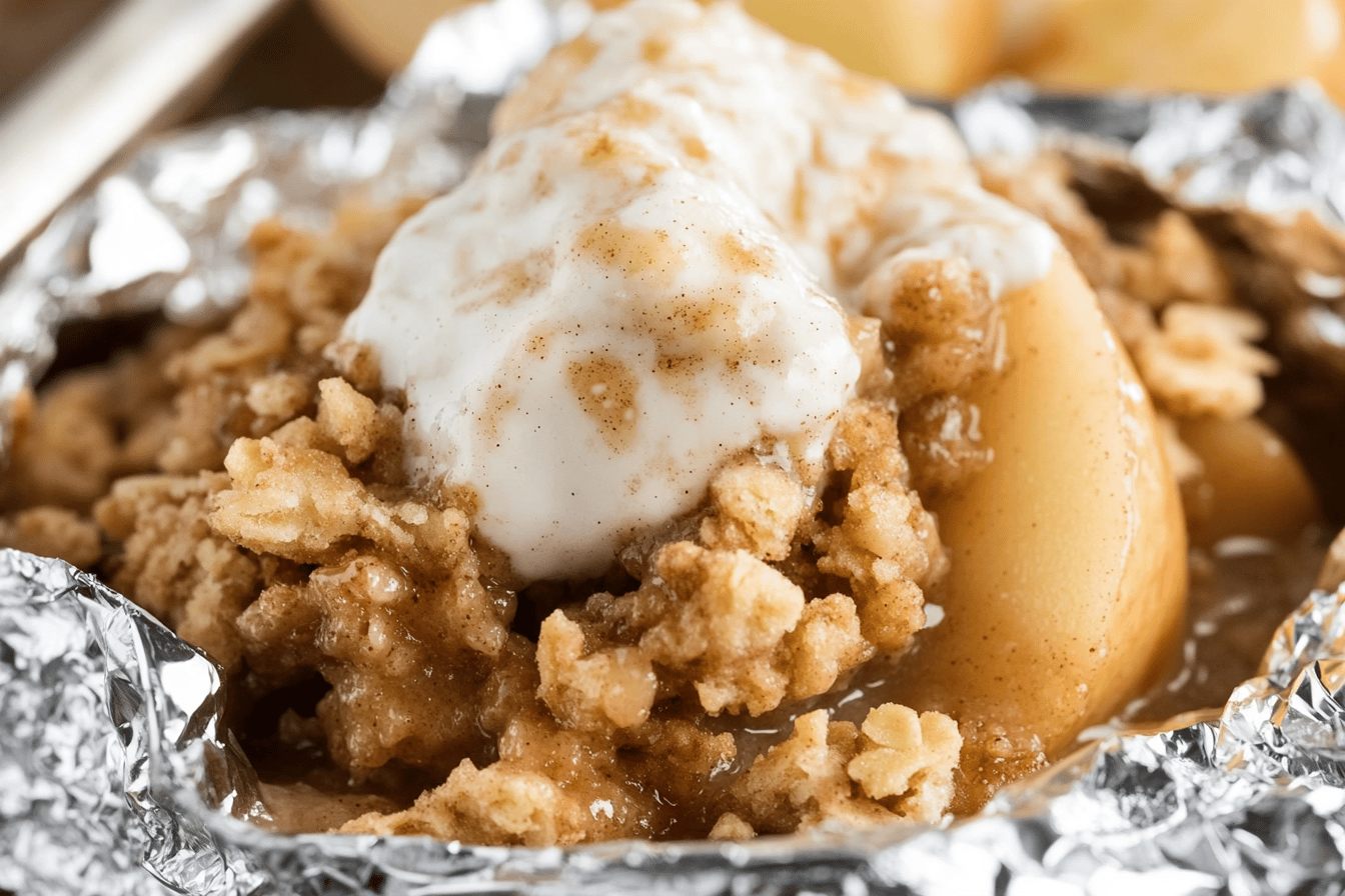 Campfire Apple Crisp In Foil Packets