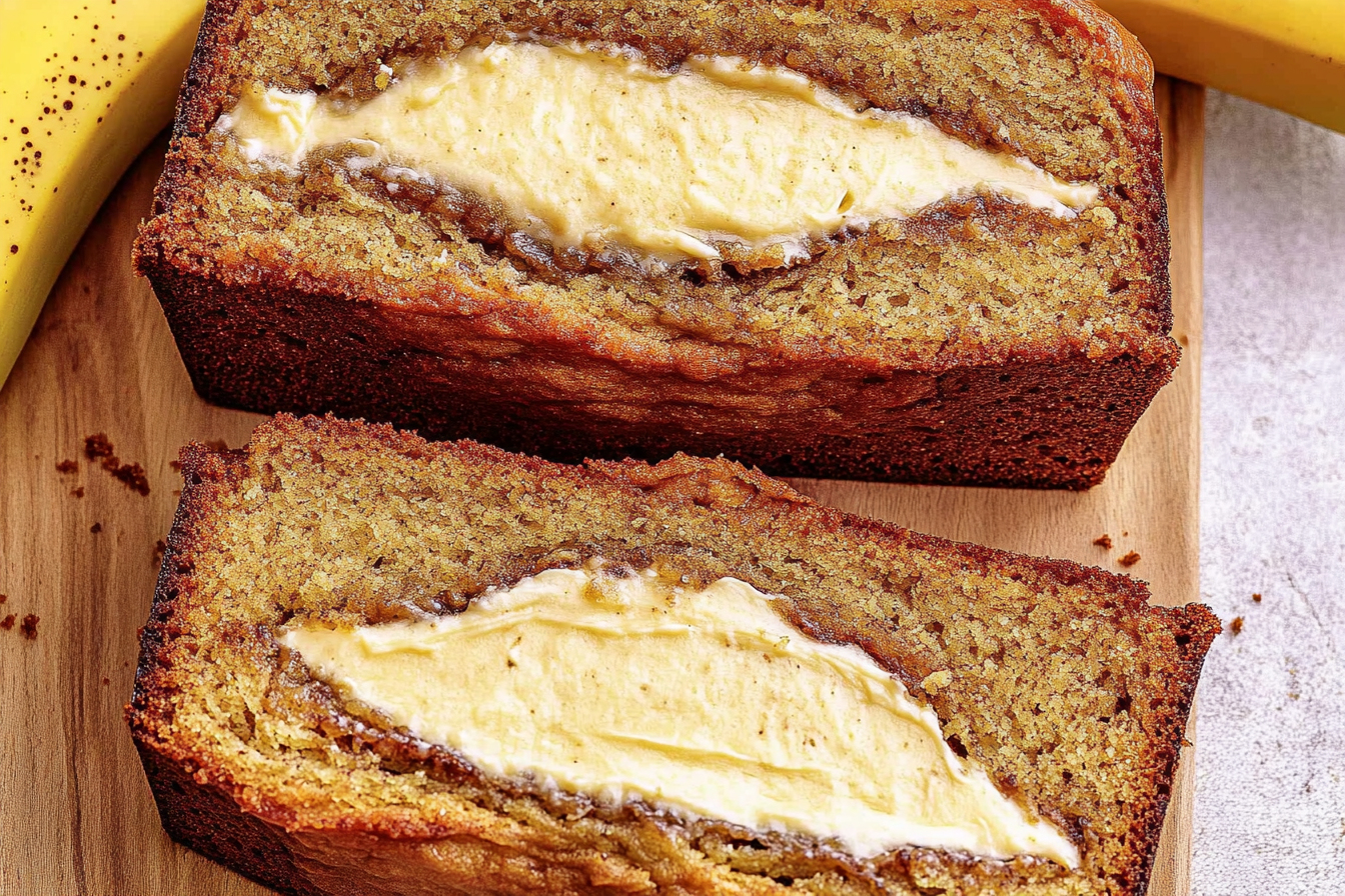 Cream Cheese Stuffed Banana Bread
