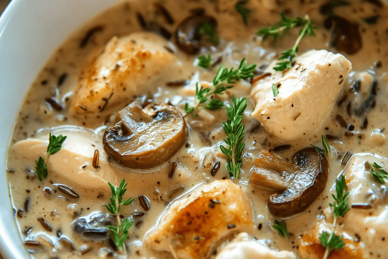 Creamy Chicken And Wild Rice Soup With Mushrooms