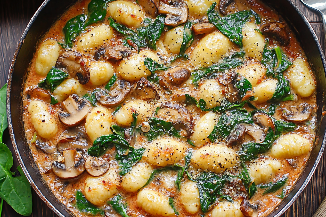 Creamy Spinach And Mushroom Gnocchi