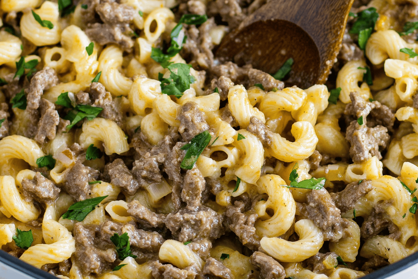 Crockpot Philly Cheesesteak Pasta Casserole