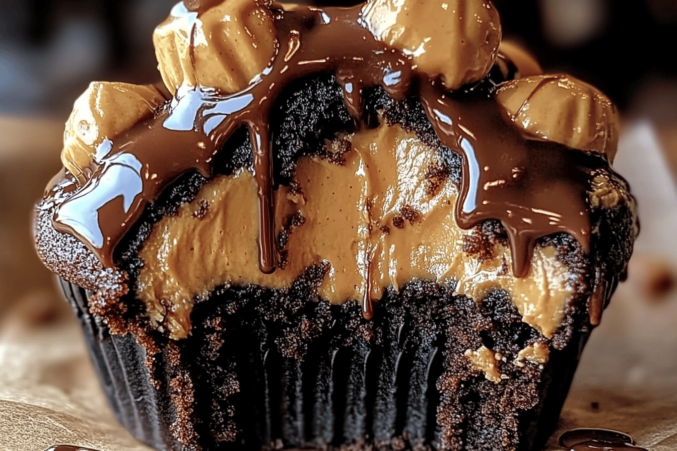 Decadent Peanut Butter Cup Lava Cupcakes