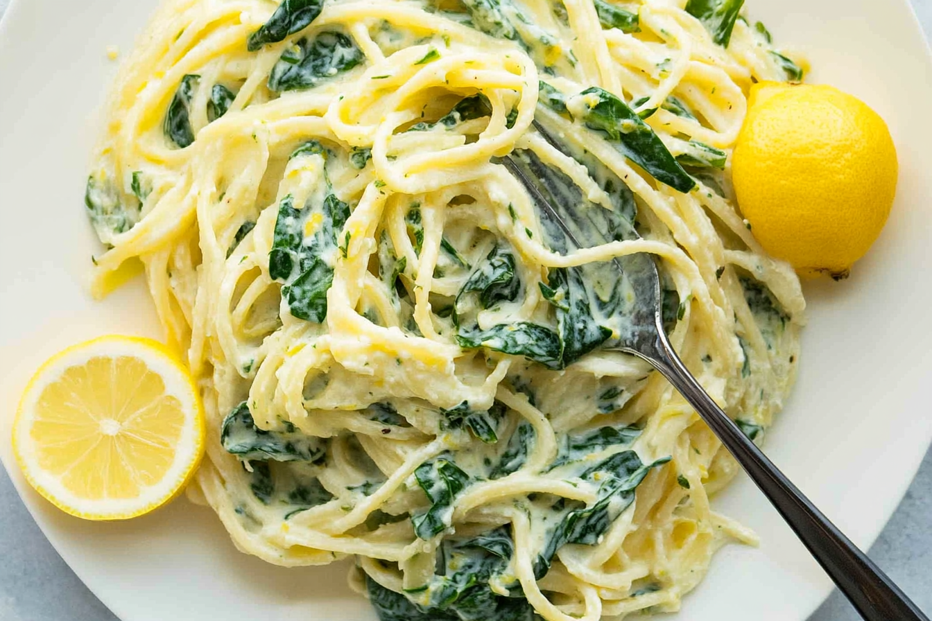 Easy Lemon Ricotta Pasta & Spinach