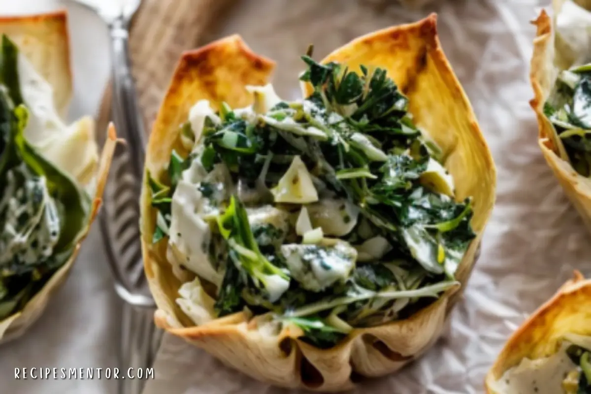 Easy Spinach and Artichoke Dip Wonton Cups
