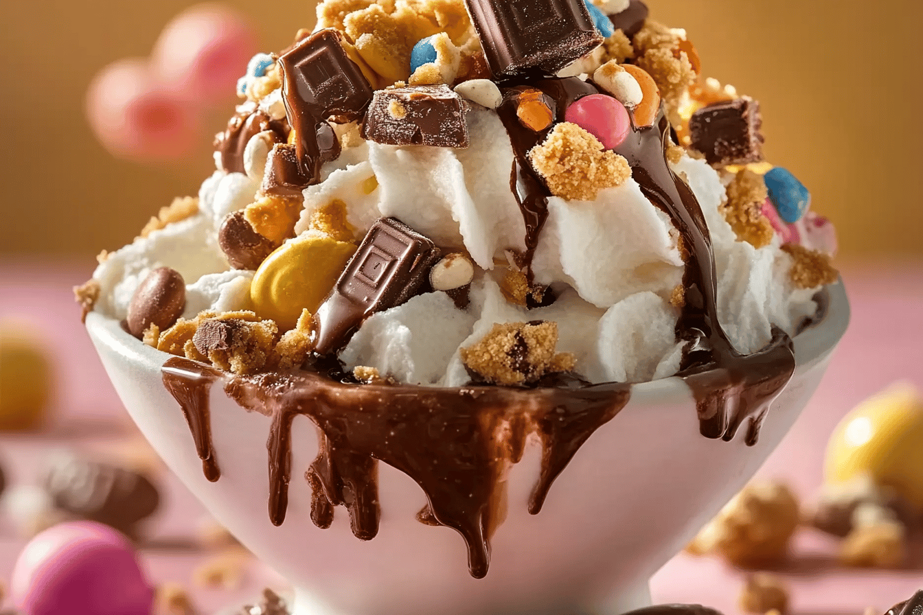 Frozen Candy Avalanche – A Swirl of Snickers, Reese’s & Cookie Dough Delight