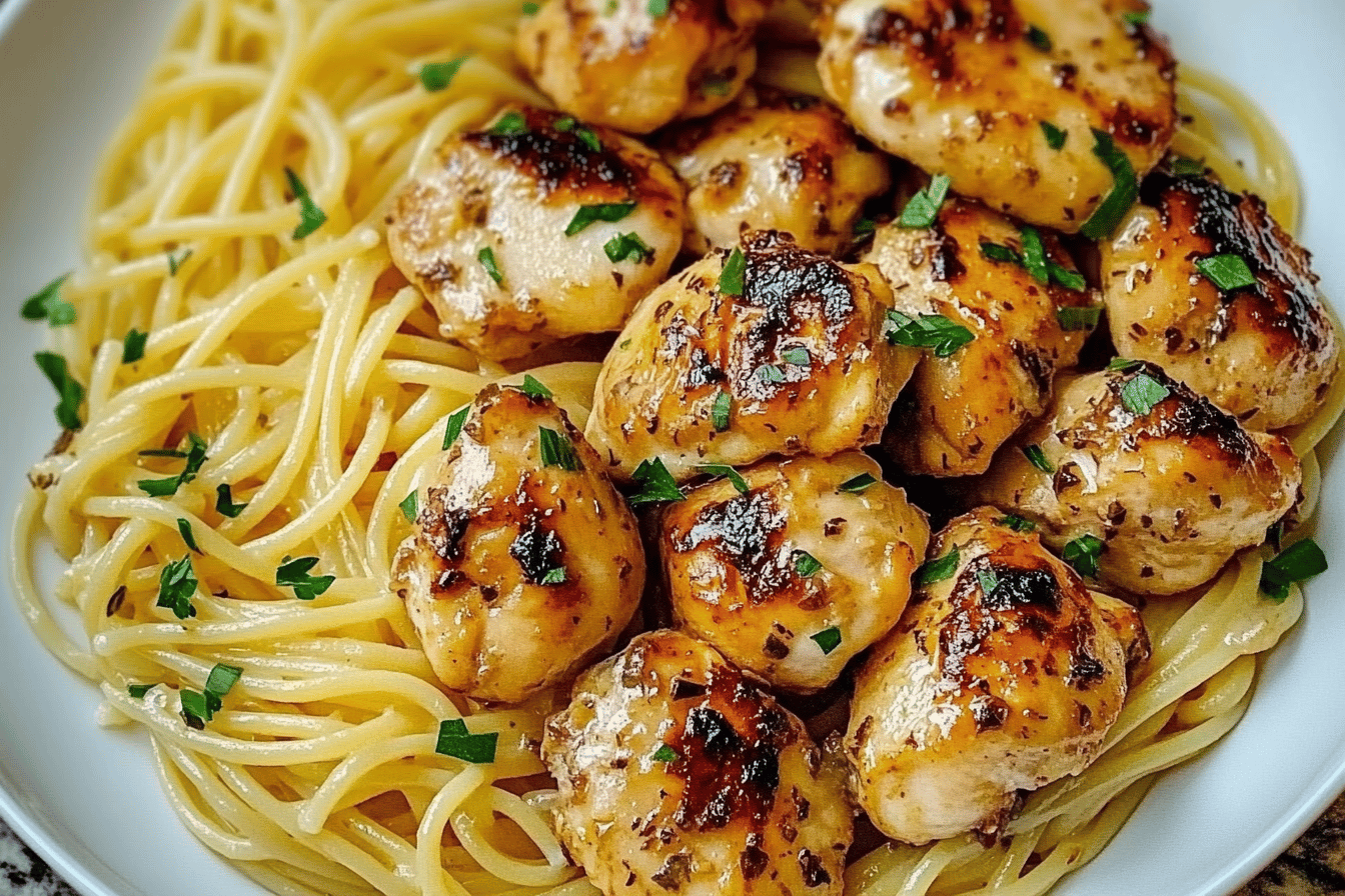 Garlic Butter Chicken With Lemon Parmesan Pasta