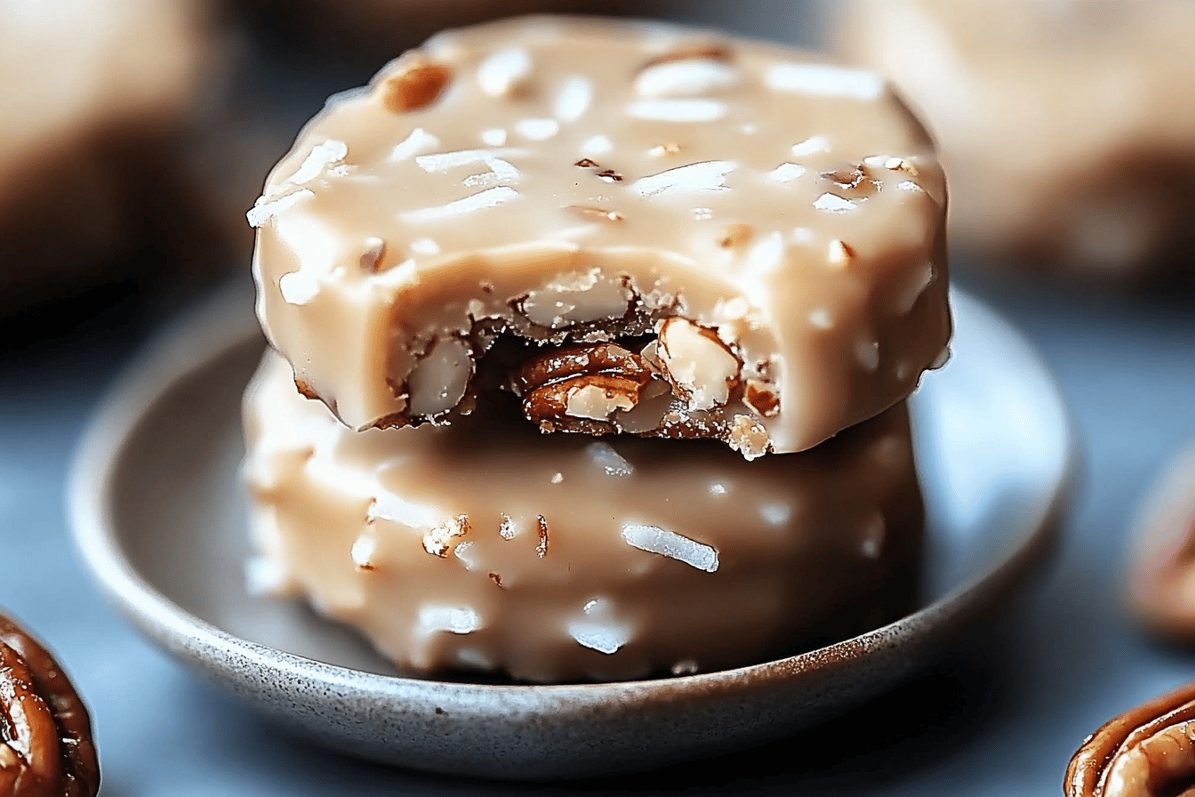 No Bake Coconut Pecan Praline Cookies