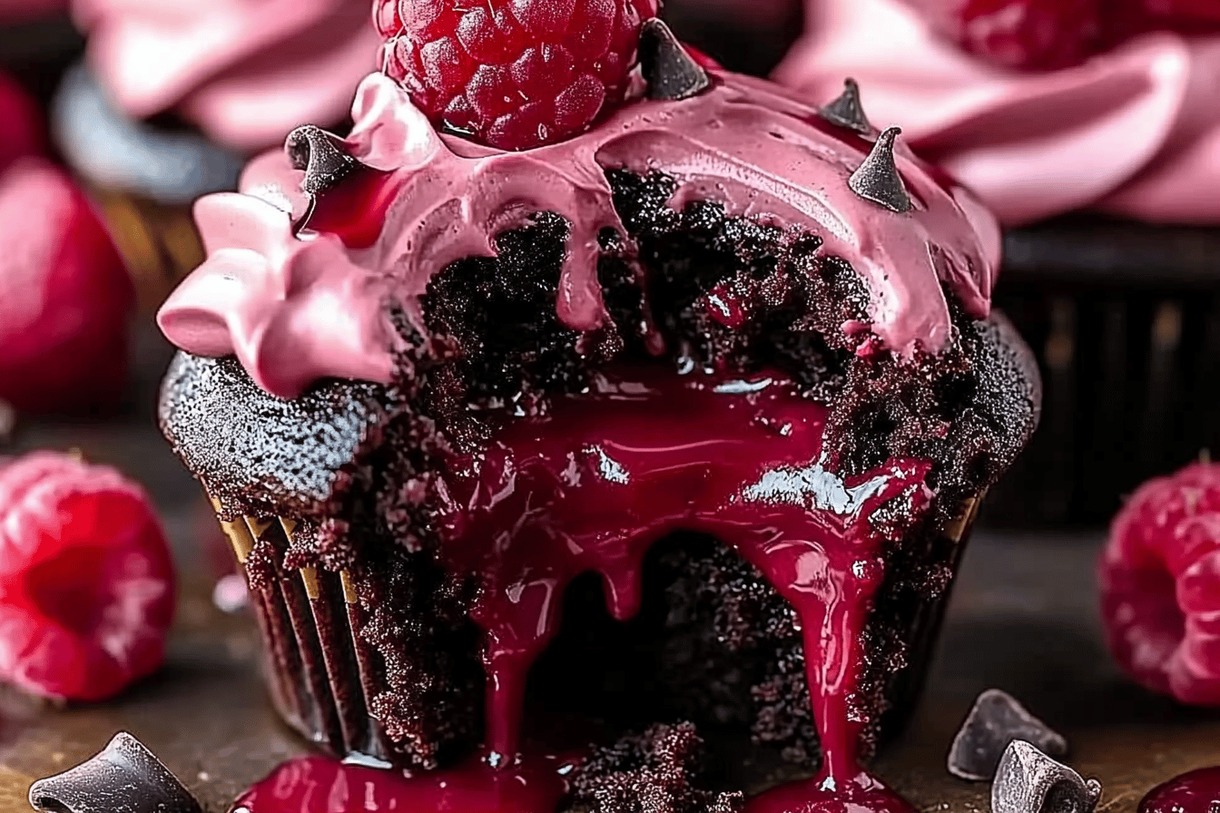 Raspberry Chocolate Lava Cupcakes