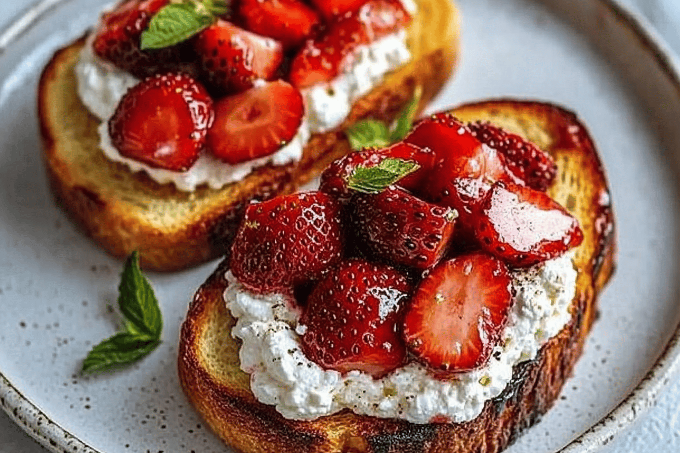 Roasted Strawberry Whipped Ricotta Toast