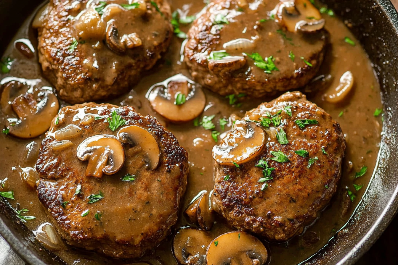 Salisbury Steak In Mushroom Onion Gravy