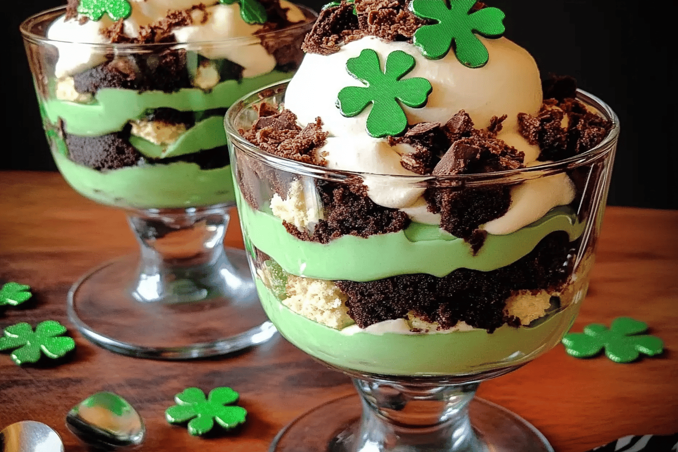 St Patricks Day Brownie Trifle