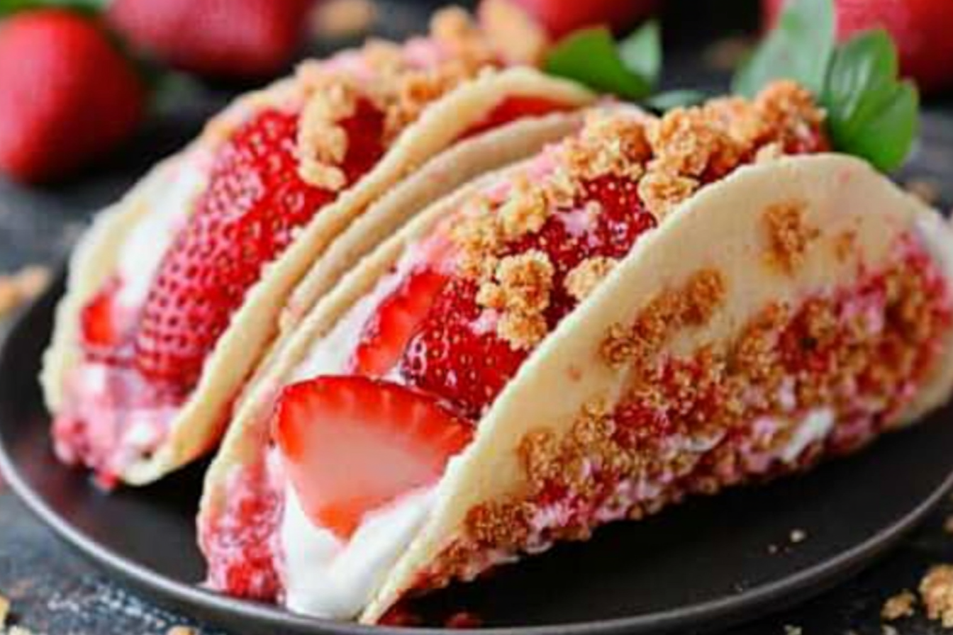 Strawberry Crunch Cheesecake Tacos