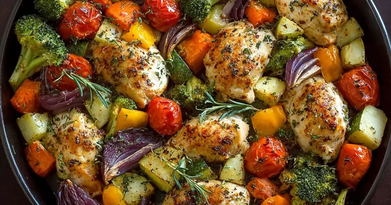 15-Minute Healthy Roasted Chicken and Veggies (One Pan)