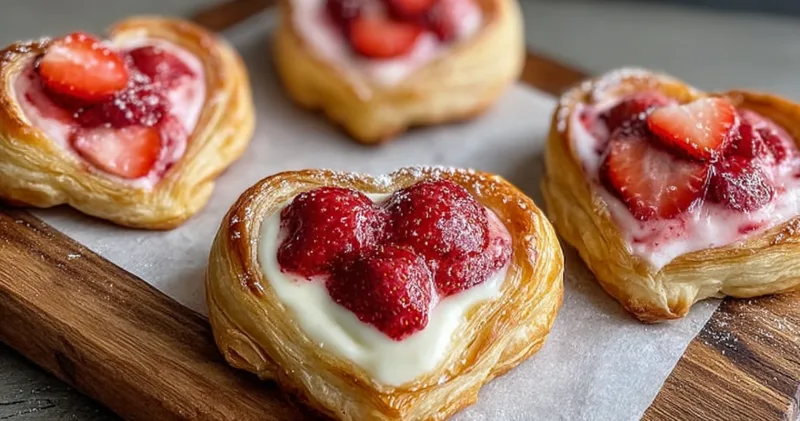 Deliciously Irresistible Strawberry Cream Cheese Heart Danishes