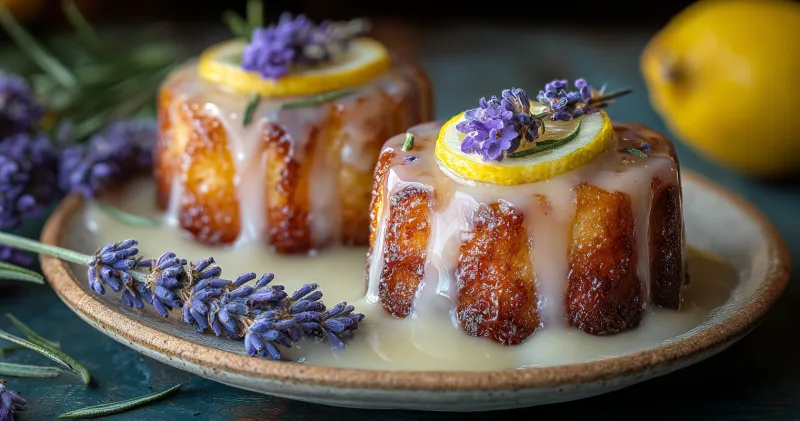 Delightful Mini Lemon Cakes with Lavender Glaze