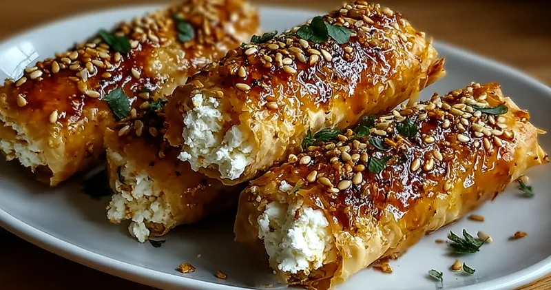 Indulgent Oven Fried Feta Rolls with Chili Honey Magic