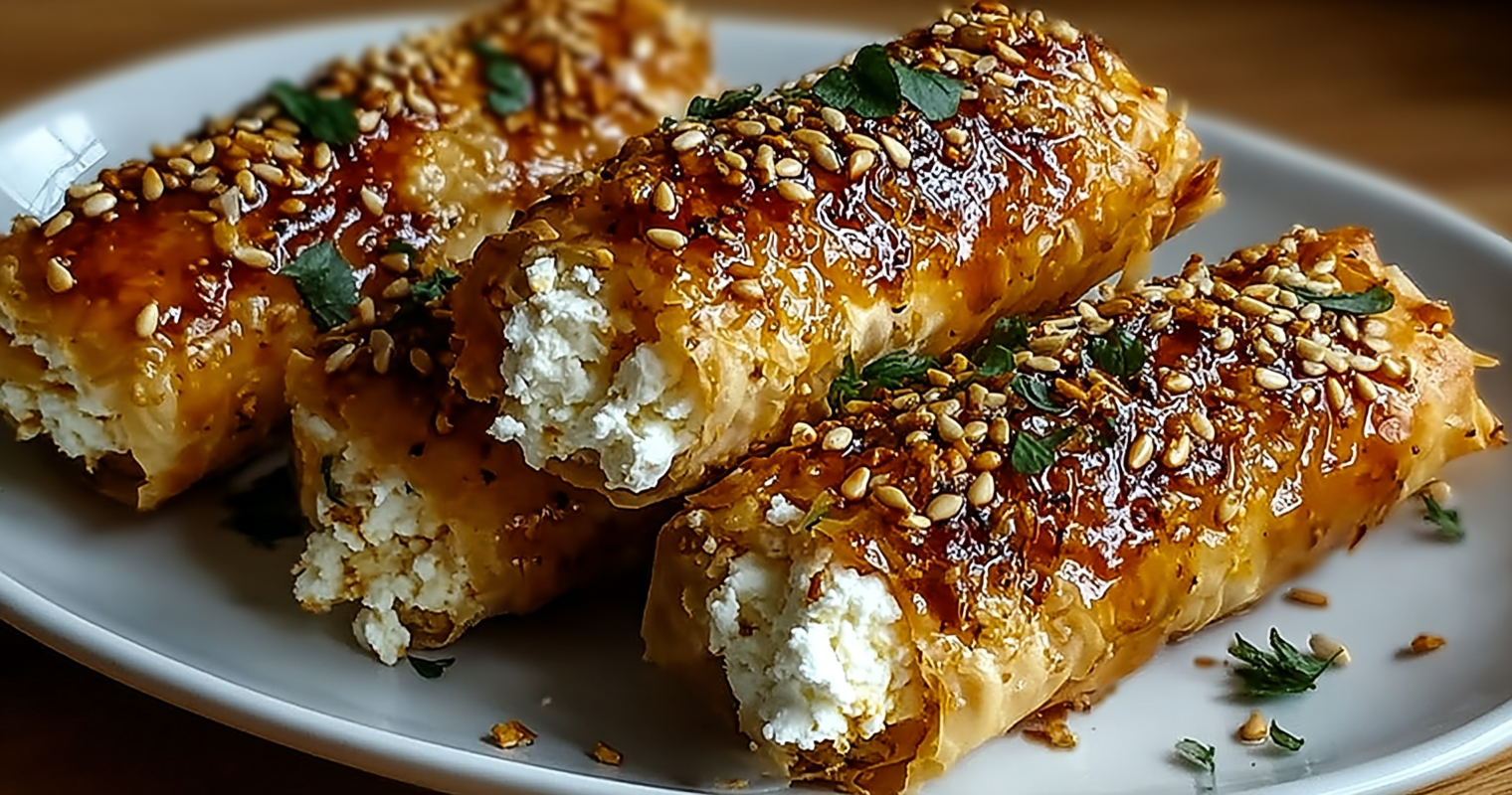 Indulgent Oven Fried Feta Rolls with Chili Honey Magic