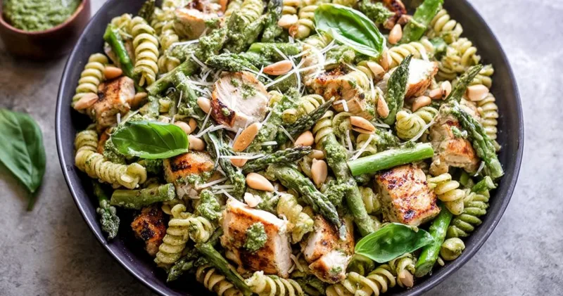 Savor the Flavor: Grilled Chicken and Asparagus Pesto Pasta