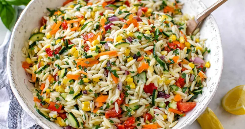 The Ultimate Rainbow Orzo Salad – Bright, Fresh, and Delicious
