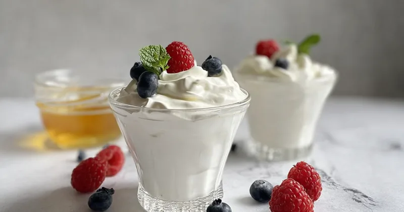Delicious Yogurt Whipped Cream with Fresh Summer Berries
