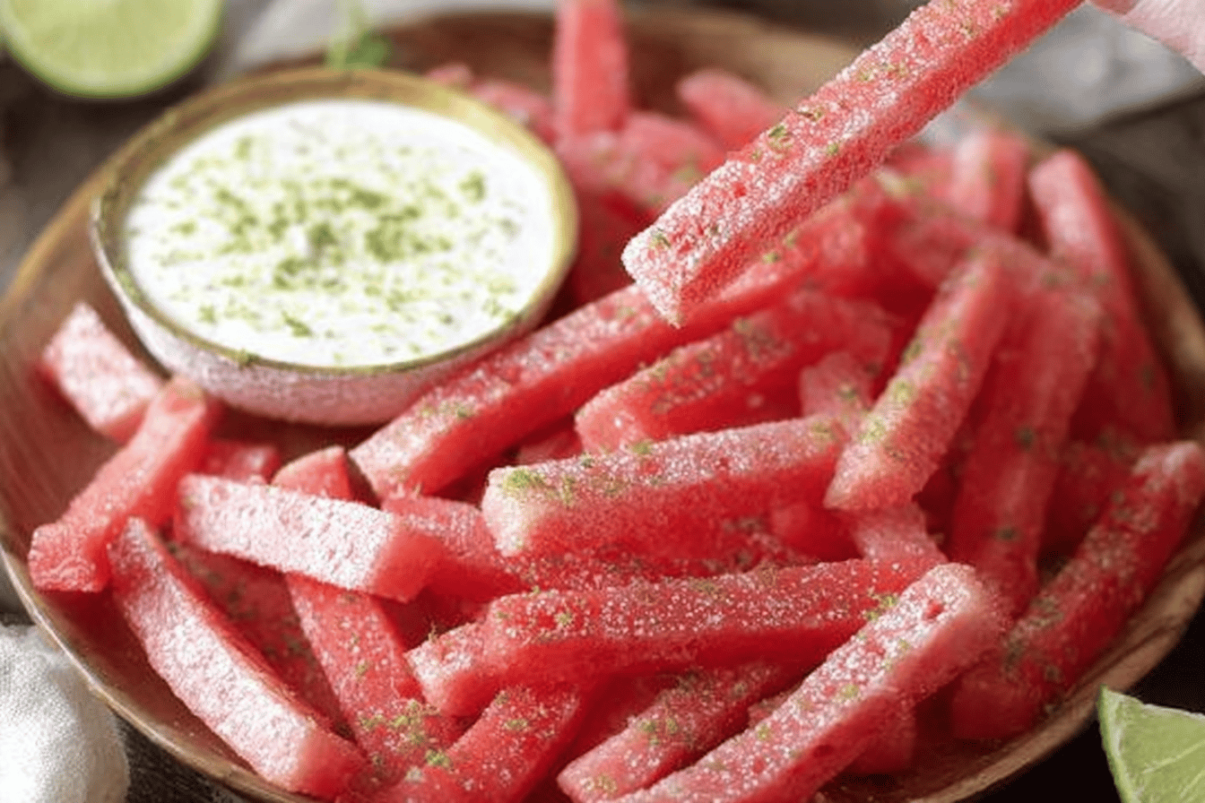 Watermelon Fries With Coconut Lime Dip