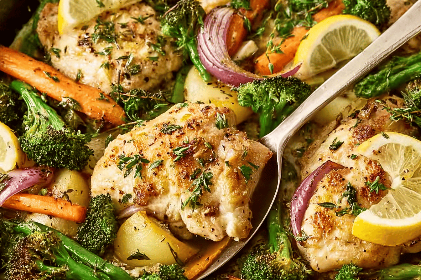 Sheet-Pan Lemon-Garlic Chicken With Vegetables